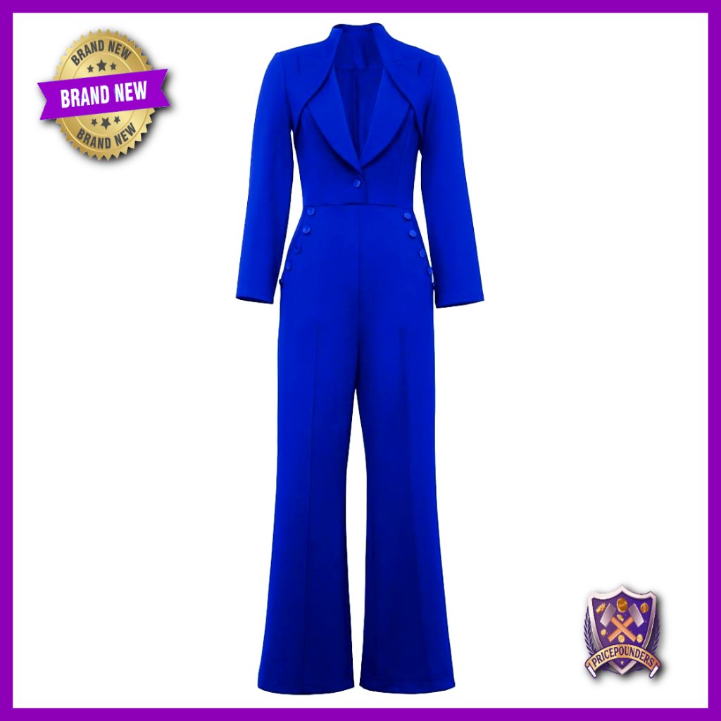 Long Sleeve Ponte Jumpsuit With Buttons And Pockets Size S